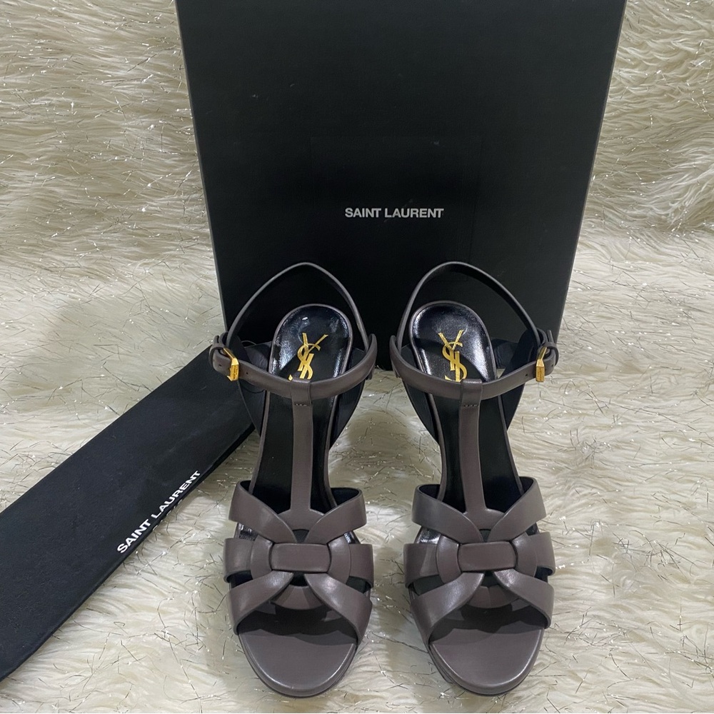 Saint Laurent Dark Brown Heeled Sandals, size 40
